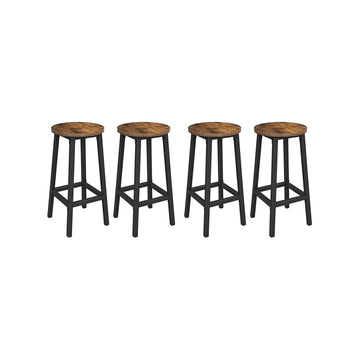 4-delige barkrukset vintage bruin-zwart - spaanplaat en staal