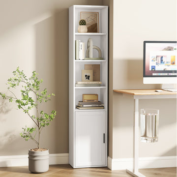 Boekenkast met 6 niveaus | Wolkenwit | 31,8x24x175 cm