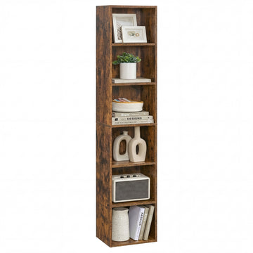 Boekenkast 6 niveaus | Vintagebruin | 30,2x24x160,7 cm