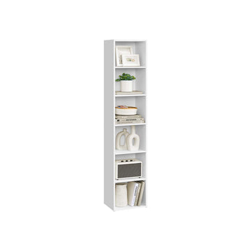 Houten boekenkast - opbergrek - witte planken - stevig - 24 x 30,2 x 160,7 cm