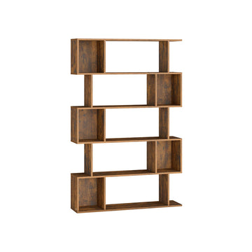 Houten boekenkast, vintage bruin, stevig opbergrek, 24 x 90 x 159 cm