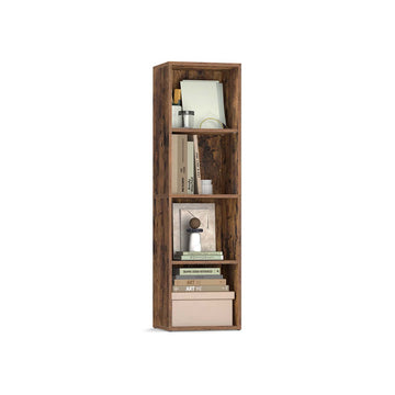 4-laags open boekenkast bruin - displayrek - ruimtebesparend - 24 x 30 x 106 cm