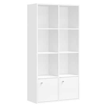 Boekenkast met 4 legplanken en 2 deuren | Wolkenwit | 65,8x29x130 cm