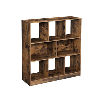 Boekenkast - Houten staand rek - 8 vakken - Verstelbare planken - Vintage bruin - 97,5 x 30 x 100 cm