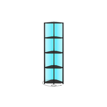 5-laags hoekrek met ledverlichting - zwart - 24,8 x 48 x 146,6 cm