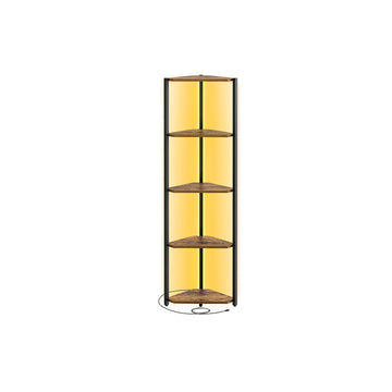 Hoekrek 5 niveaus met LED-verlichting - bruin - staal en spaanplaat - 24,8 x 48 x 146,6 cm