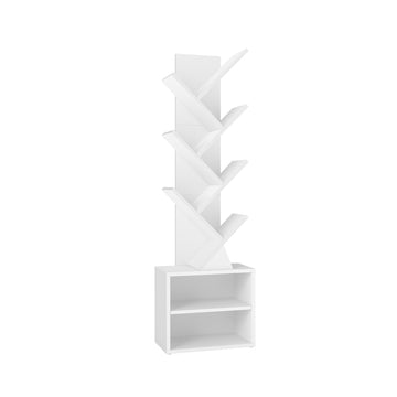 Boekenkast in boomvorm voor ruimtebesparende opberging | Wolkenwit | 38x20,3x123,2 cm