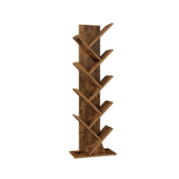 Boomvormig boekenrek voor ruimtebesparende opslag | Vintagebruin | 38x20x115,2 cm