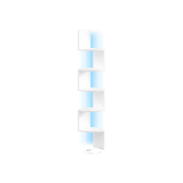 Hoekrek met LED-verlichting - Wandrek - Ruimtebesparend - 20 x 20 x 126 cm - Wit