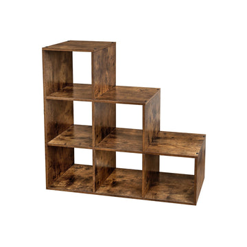 Vintage bruine boekenkast - opbergrek - stevig - eenvoudig te monteren - 29 x 97,5 x 97,5 cm