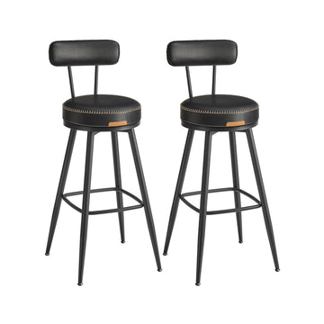 Barstoelenset 2 stuks met rugleuning en draaifunctie | Inktzwart | 57x57x101 cm