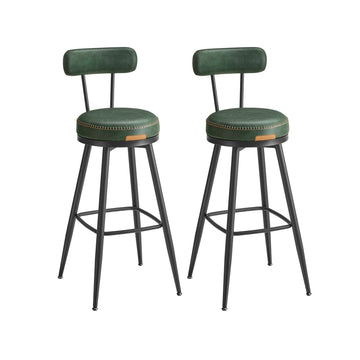 Set van 2 draaibare barkrukken met rugleuning | Bosgroen | 57x57x101 cm