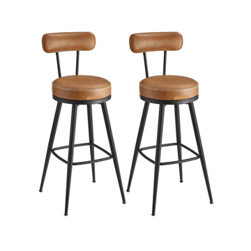 Barstoelenset 2-delig met rugleuning en draaifunctie | Karamelbruin | 57x57x101 cm