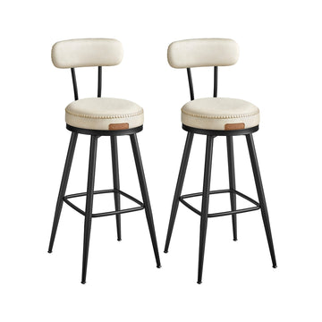 Set van 2 barkrukken van kunstleer | Crèmewit | 57x57x101 cm