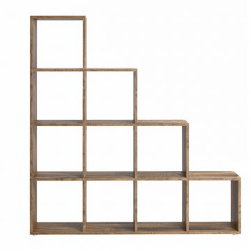 Open vakkenkast, boekenkast voor woonkamer | Bruin | 129,5x29x129,5 cm