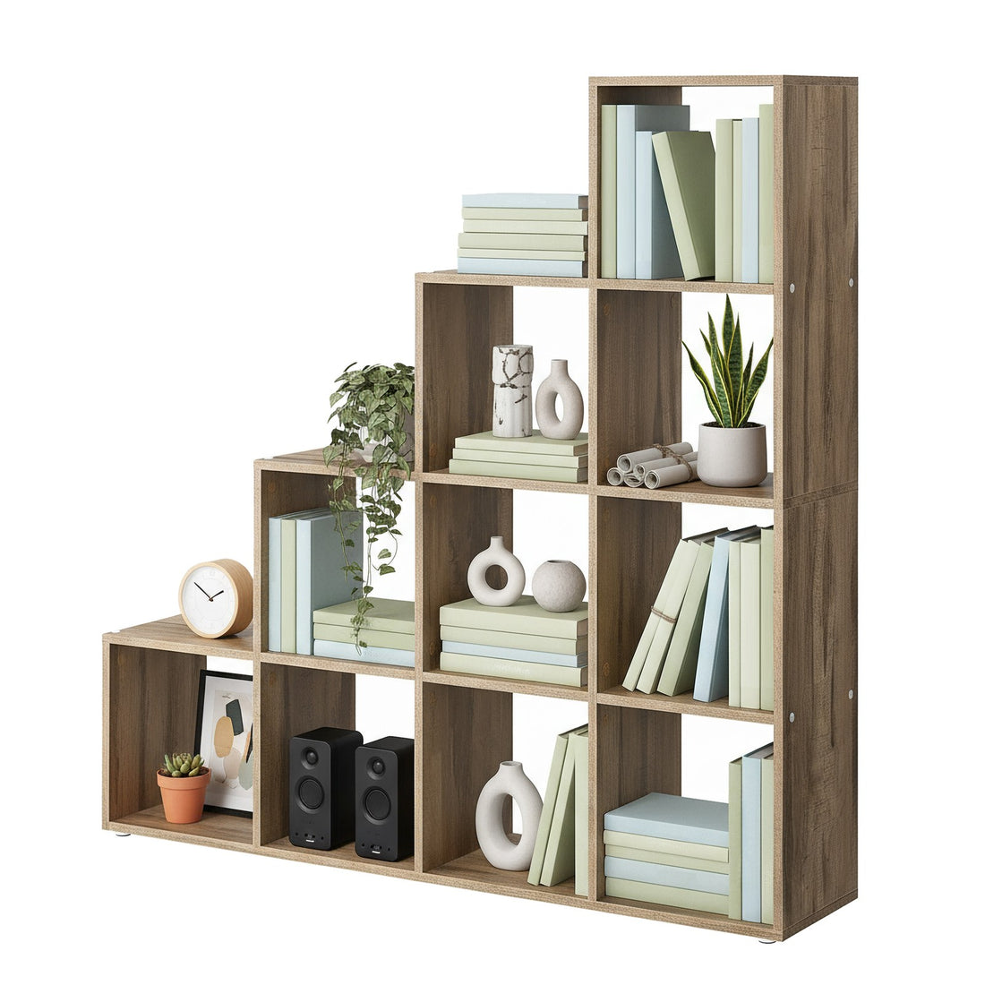 Offenes Regal, Bücherregal für Wohnzimmer | Braun | 129,5x29x129,5 cm