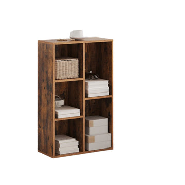 Boekenkast 5 vakken - Vintage bruin - stabiel met kantelbeveiliging - 50x24x80 cm