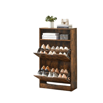 Schoenenkast met 2 kleppen - schoenenrek - ruimtebesparend - 60x24x102 cm