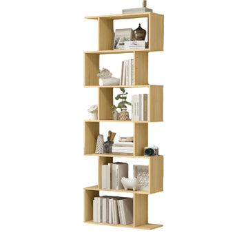 6-laags boekenkast - vrijstaand rek - kantoor display - bruin - 24 x 70 x 190,5 cm