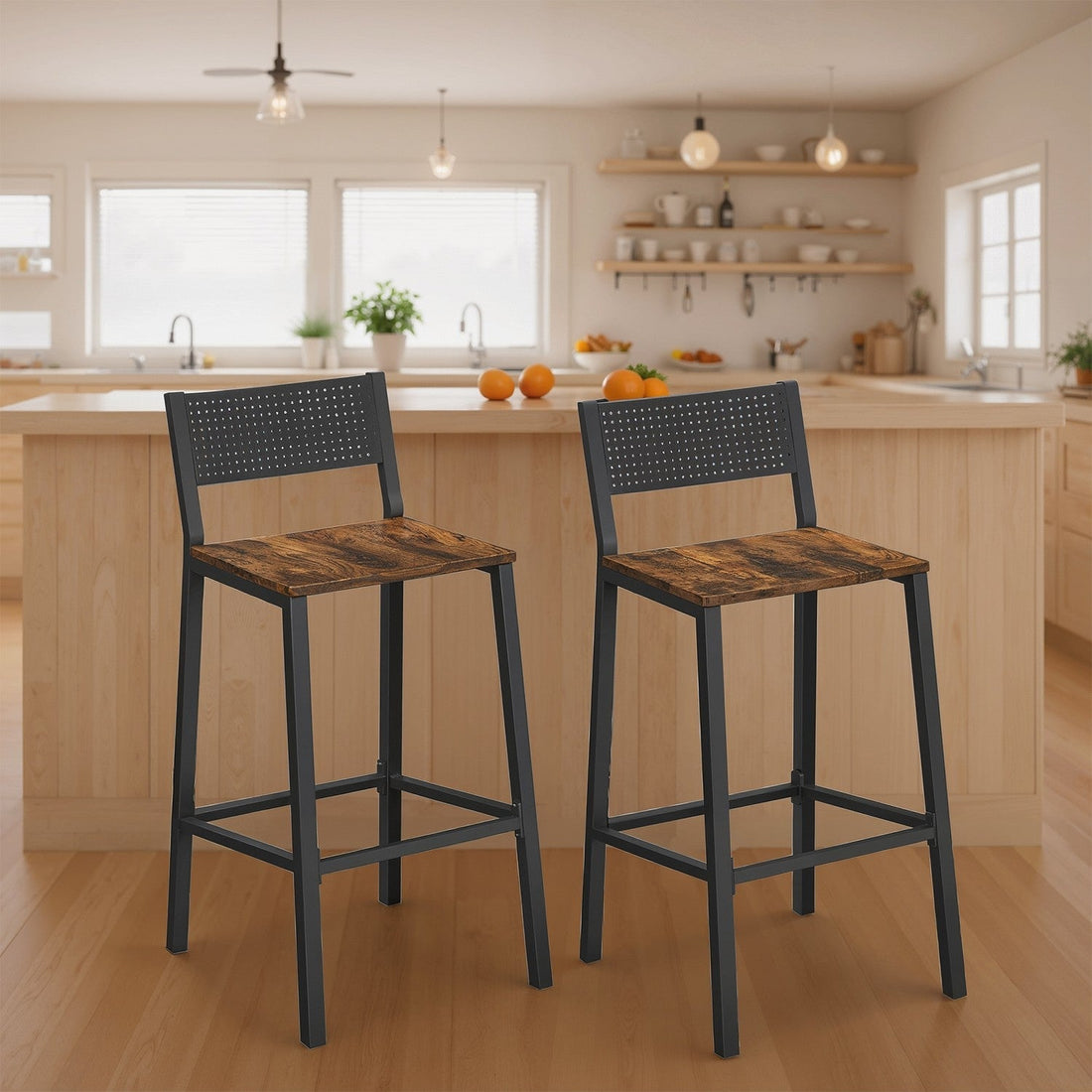 Barhocker 2er Set – Küchenstühle – robustes Design – 43,1 x 50,7 x 97,2 cm