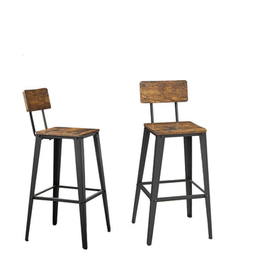 2-delige barset bruin-zwart - hoge barkrukken - spaanplaat & staal - 45,4 x 45,4 x 102,2 cm