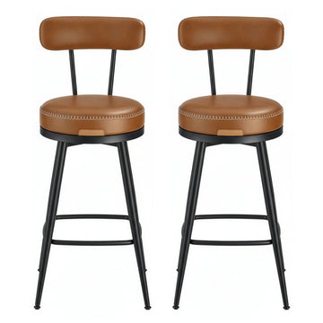 Set van 2 hoge barkrukken met rugleuning en draaifunctie | Bruin | 54x54x90,5 cm