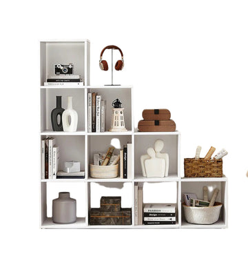 10-vaks boekenkast - open vakkenkast - trapmodel - 129,5 x 29 x 129,5 cm