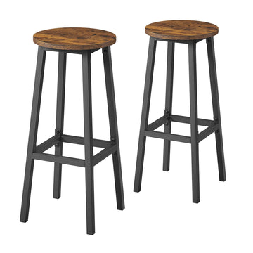 Barstoelen 2-delige set | Bruin-zwart | 32x32x65 cm