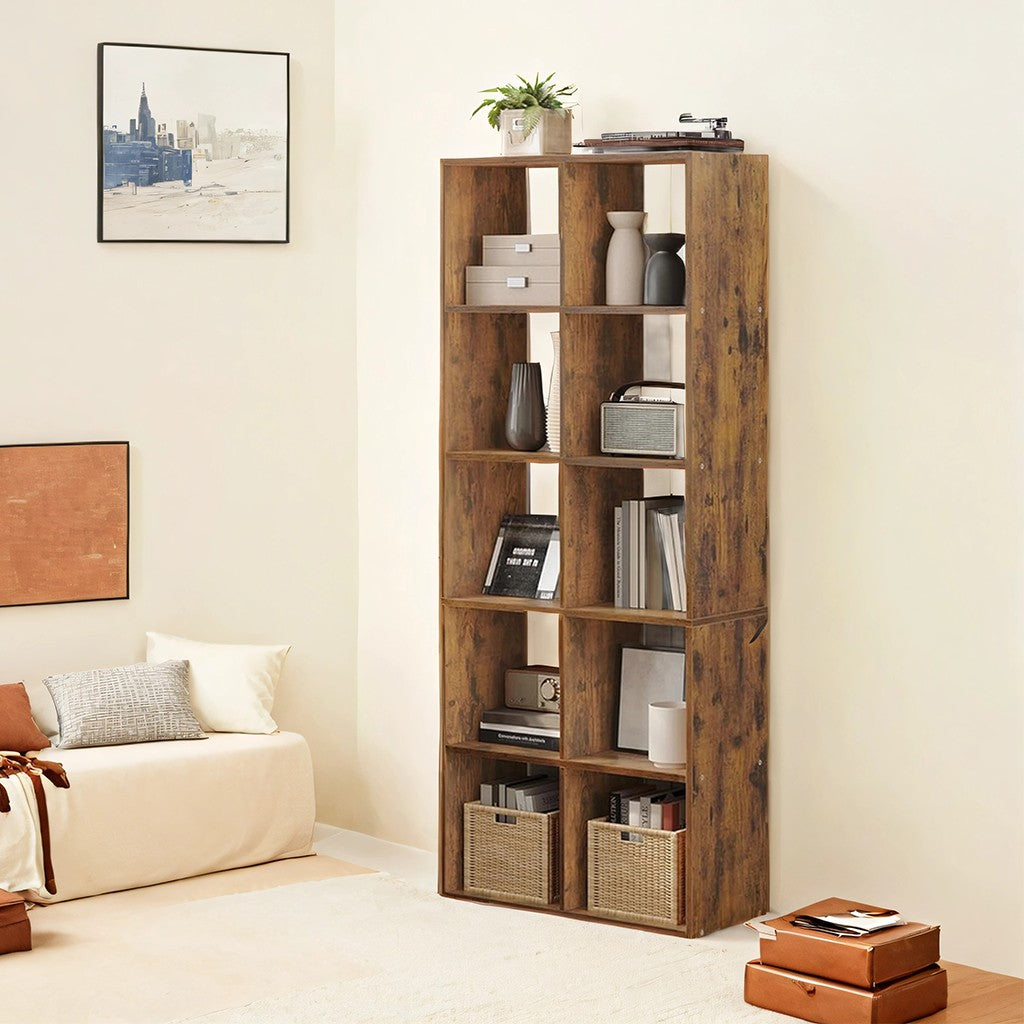 Standregal - Holz-Bücherregal - Vintage Braun - 30 x 65,5 x 161,5 cm