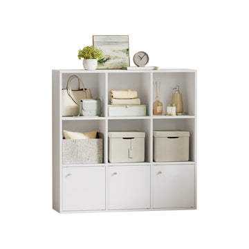 Boekenkast met 3 vakken, opbergrek en staand rek | Wit | 97,5x30x97,5 cm