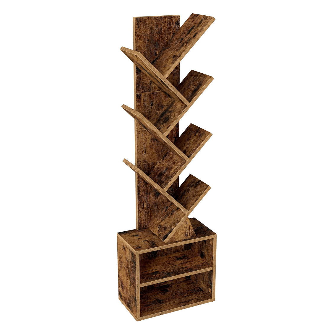 Baumförmiges Stand-Bücherregal | Braun | 38x20,3x123,2 cm