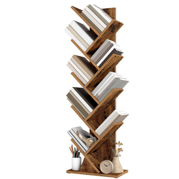 Boomvormig boekenrek, staand rek | Bruin | 38x20x115 cm
