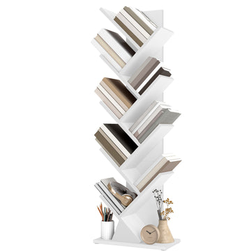 Boomvormig staand boekenrek | Wit | 38x20x115 cm