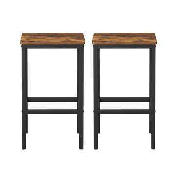 2 hoge barhockers voor de keuken | Donkerbruin Vintage | 40x30x65 cm