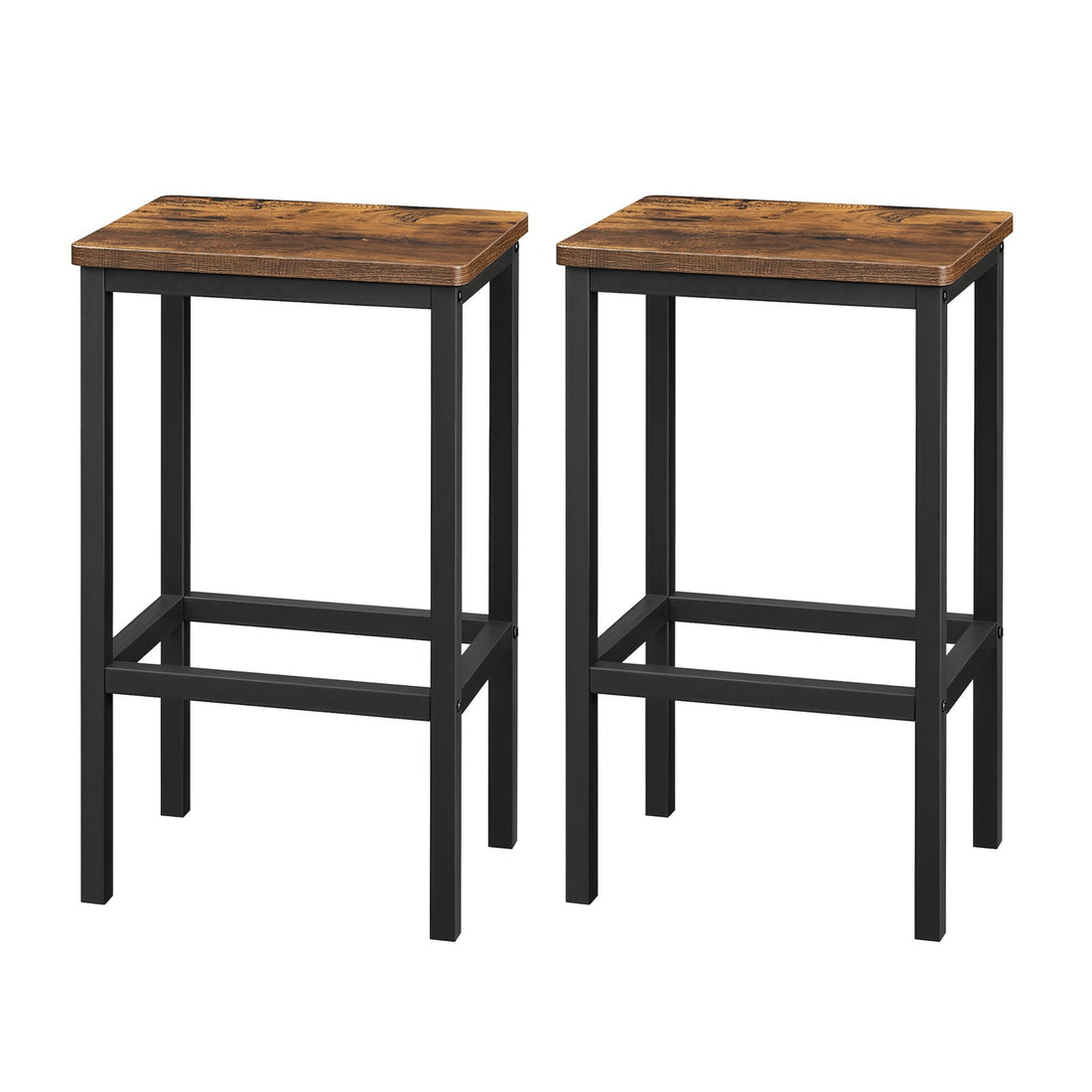 2 hohe Barhocker für die Küche | Dunkelbraun Vintage | 40x30x65 cm