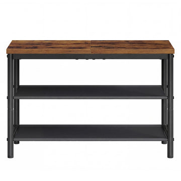 Metalen schoenenrek met 3 niveaus | Bruin-Zwart | 75x30x50,5 cm