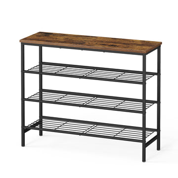 Schoenenbank met schoenenrek | Bruin-Zwart | 75x30x69 cm