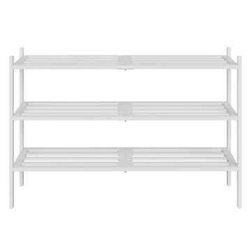 Bamboe schoenenrek stapelbaar 3 niveaus | Wit | 70x25x51,5 cm