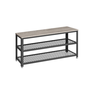 Schoenenbank met 2 roosters - schoenenopberger - 30 x 100 x 45 cm - grijs-zwart