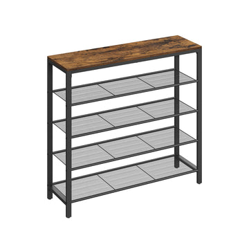 Schoenenrek - 4 niveaus - ruimtebesparend - 100 x 30 x 92,5 cm - bruin-zwart