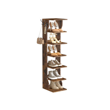 Smal schoenenrek met 7 niveaus, bruin - ruimtebesparend - 30 x 26,4 x 110,4 cm