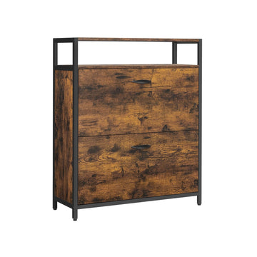 Schoenenkast - opbergkast - spaanplaat en staal - vintage bruin/zwart - 80 x 30 x 95 cm
