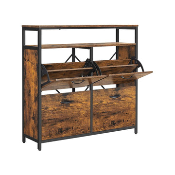 Schoenenkast met 4 kleppen - Schoenenorganizer - Vintage - 98,3 x 30 x 95 cm