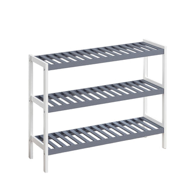 Wit-grijs bamboe schoenenrek - schoenenorganizer - stevig - 70 x 55 x 26 cm