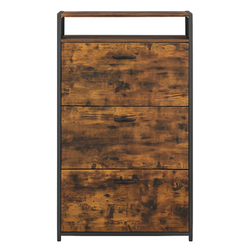 Schoenenkast met 3 kleppen | Vintagebruin-Zwart | 80x30x130 cm
