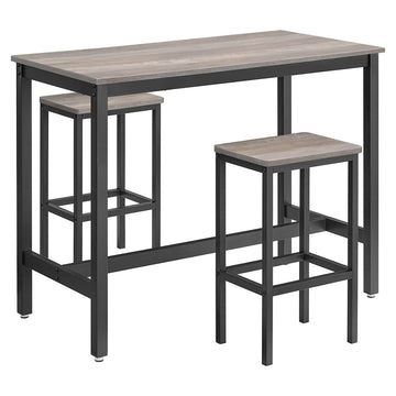 Bartafelset bruin zwart - hoge tafelset - ruimtebesparend - 120x60x90 cm