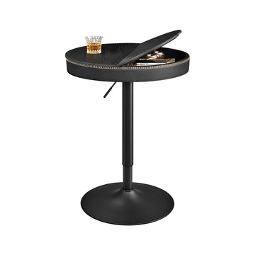 In hoogte verstelbare bartafel | Ebbenhoutzwart-inktzwart | 58,7x58,7x83-105 cm
