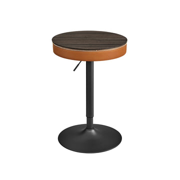 Bartafel - Stevige Stijl - 58,7 x 58,7 x (83-105) cm - Staal - PU-leer - Spaanplaat