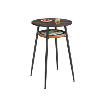 Opbergtafel met plank - bruin/caramel - 70x70x91 cm - staal en PU-leer