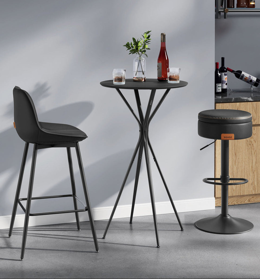 Bartafel - Bistrotafel - Stabiel metalen frame - 60 x 60 x 105 cm - Zwart mat